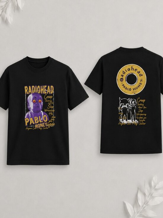 Brandi Other - Radiohead AOP Pablo Honey 90s Band Tour 2 side T shirt